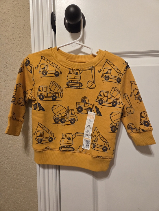 jumping beans Other - Jumping Beans Construction Vehicle Sweatshirt Yellow Baby 12M NWT